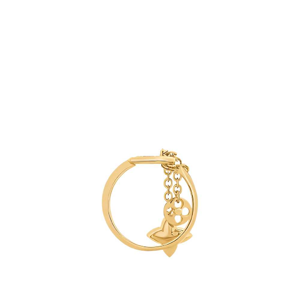 LV Charm Chain Ring - Gold & Diamond Accent