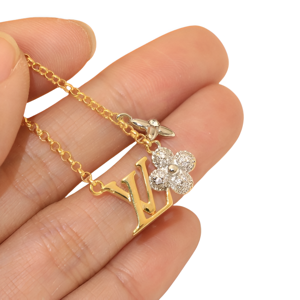 LV Gold Charm Necklace