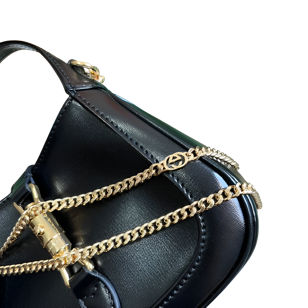 Gucci-inspired black mini shoulder bag