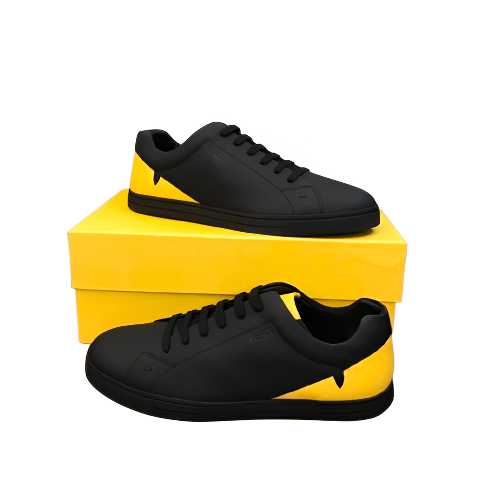 Fendi Black Men's Sneakers with Yellow Accent