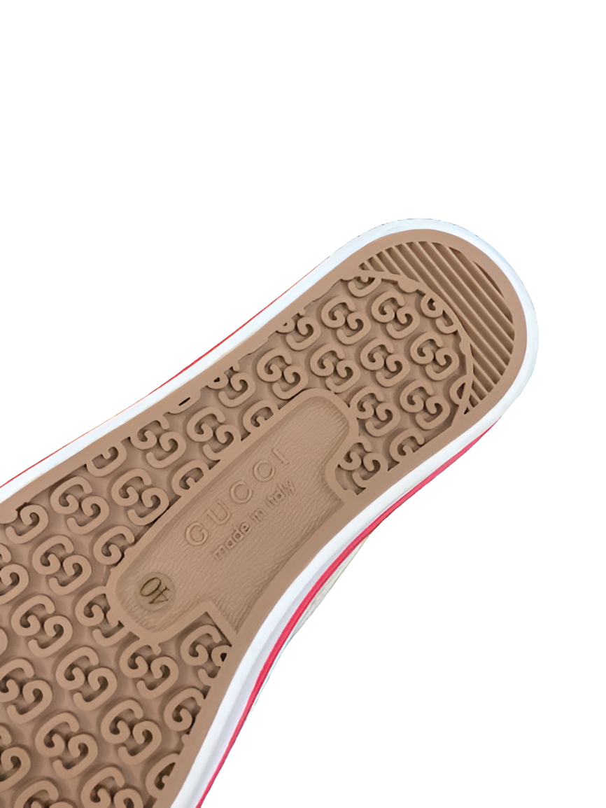 GUCCI Men's Beige Monogram Slip-On Sneakers
