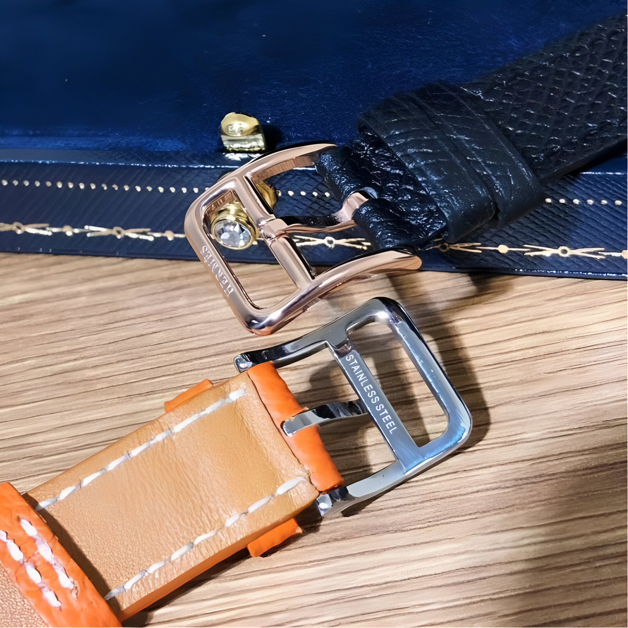 HERMÈS Diamond Silver & Blue Leather Ladies Watch