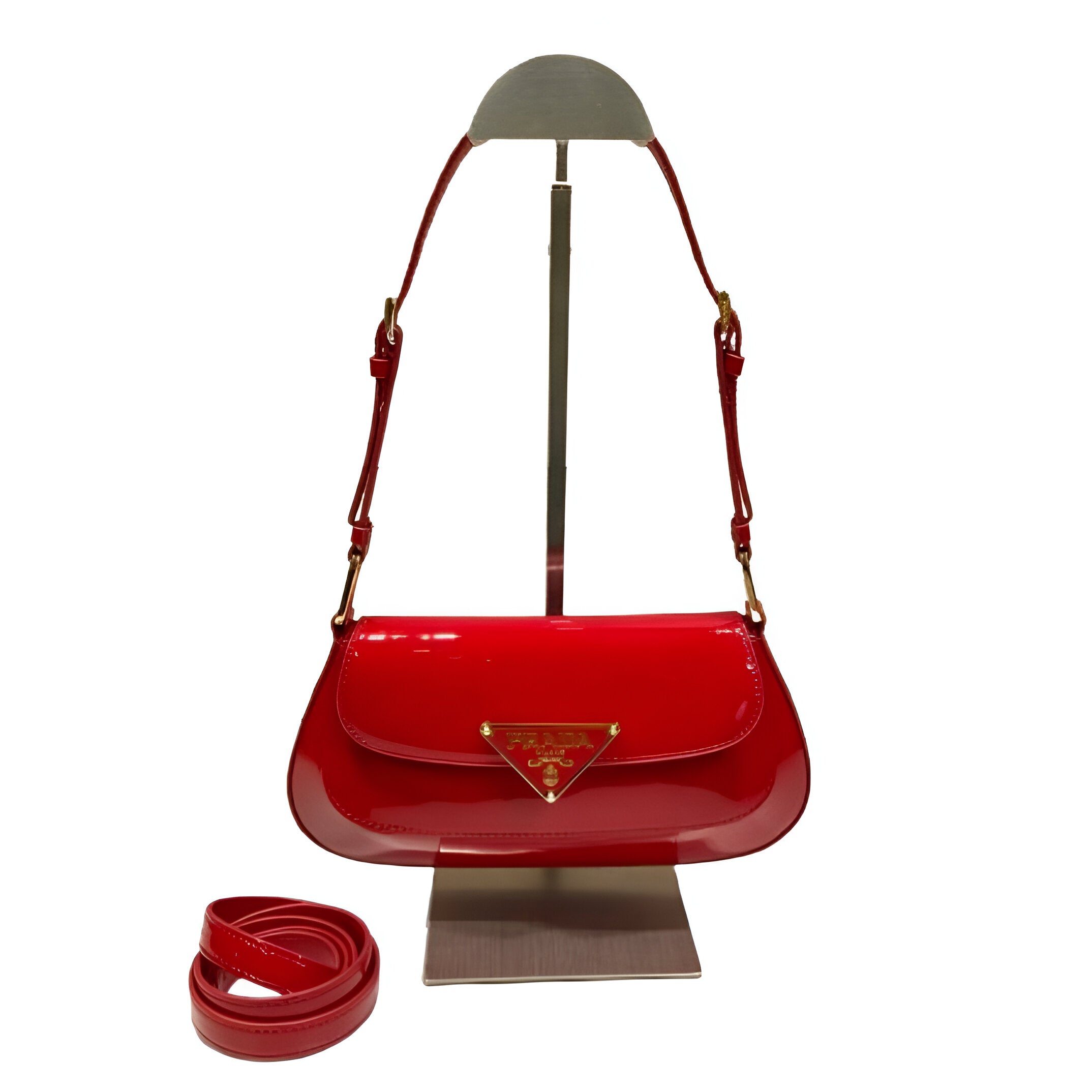 Prada Red Patent Leather Shoulder Bag