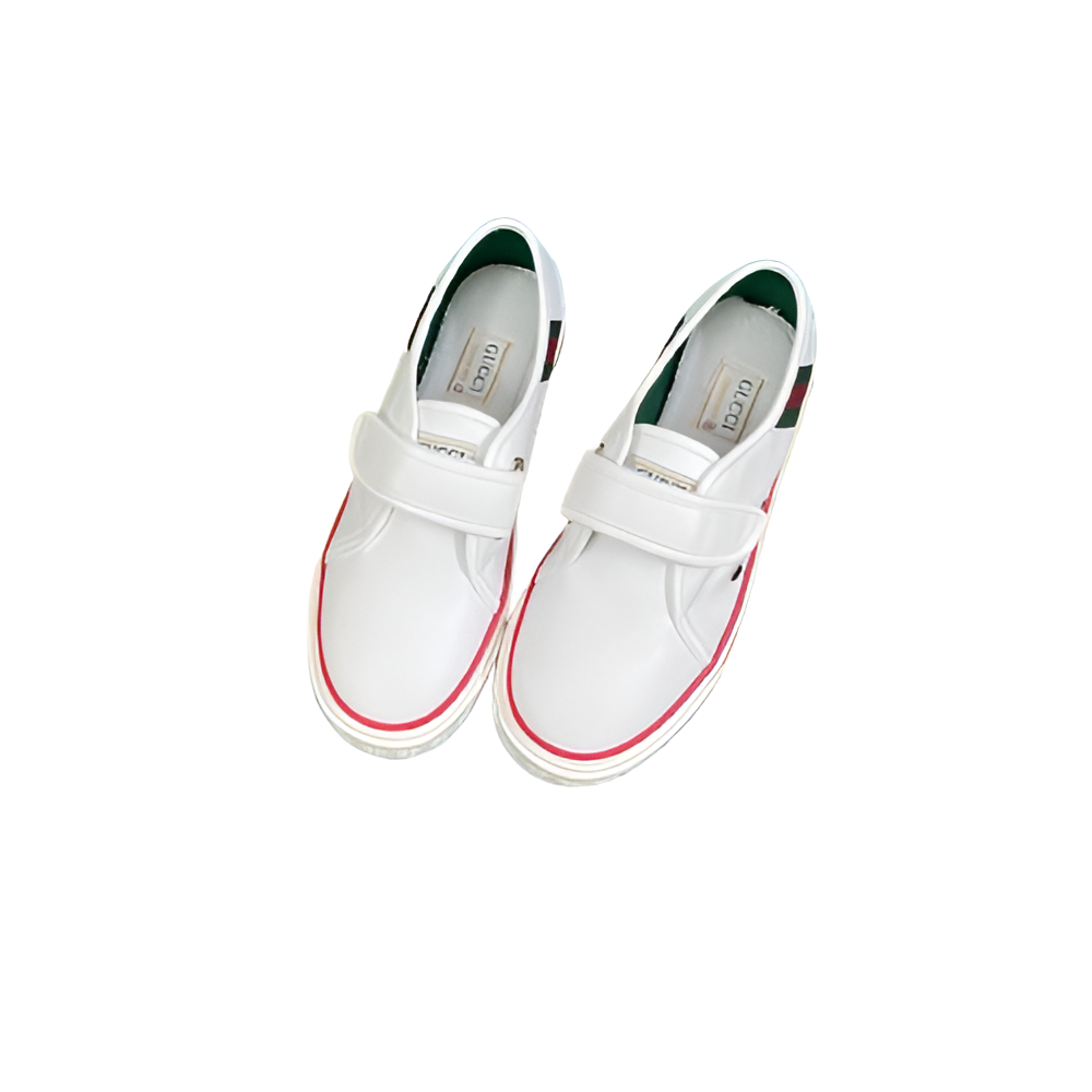 GUCCI Men's White Slip-On Sneakers with Red Accents