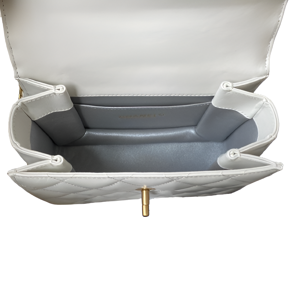 Chanel-Inspired Mini White Quilted Flap Bag with Chain