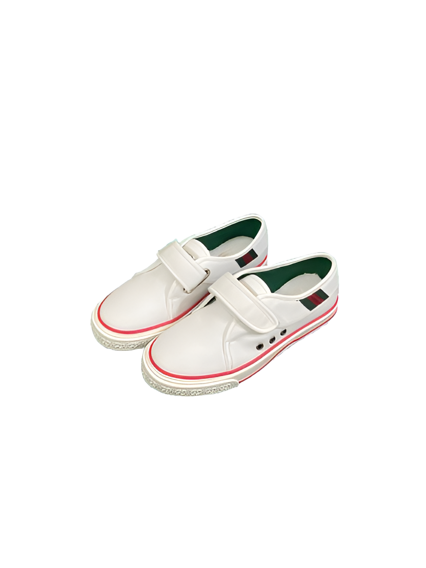 GUCCI Men's White Slip-On Sneakers with Red Accents