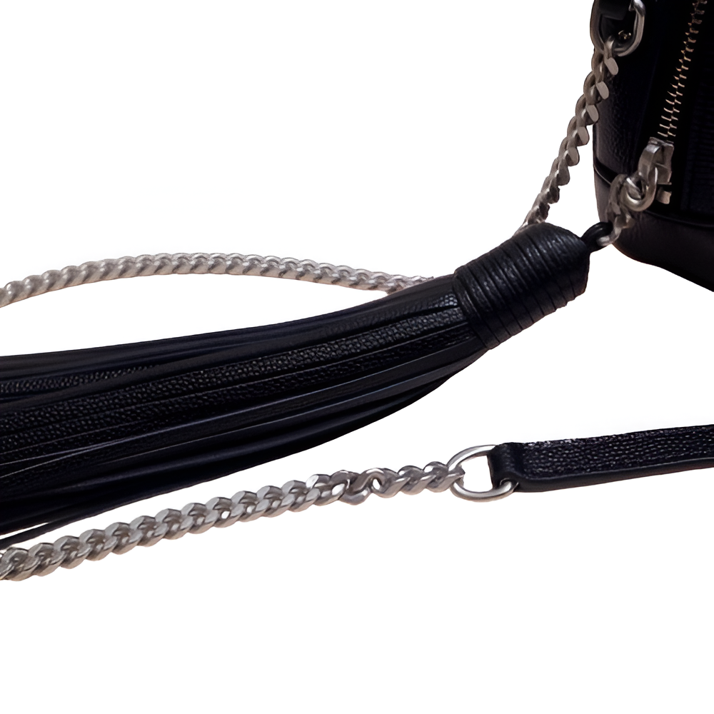 YSL Black Quilted Camera Bag with Tassel