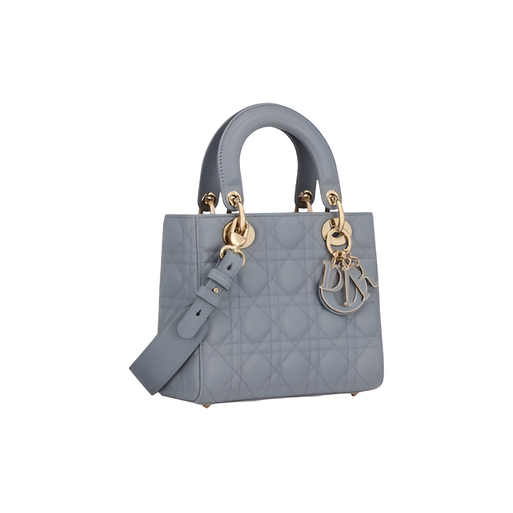 DIOR Light Blue Quilted Leather Mini Tote
