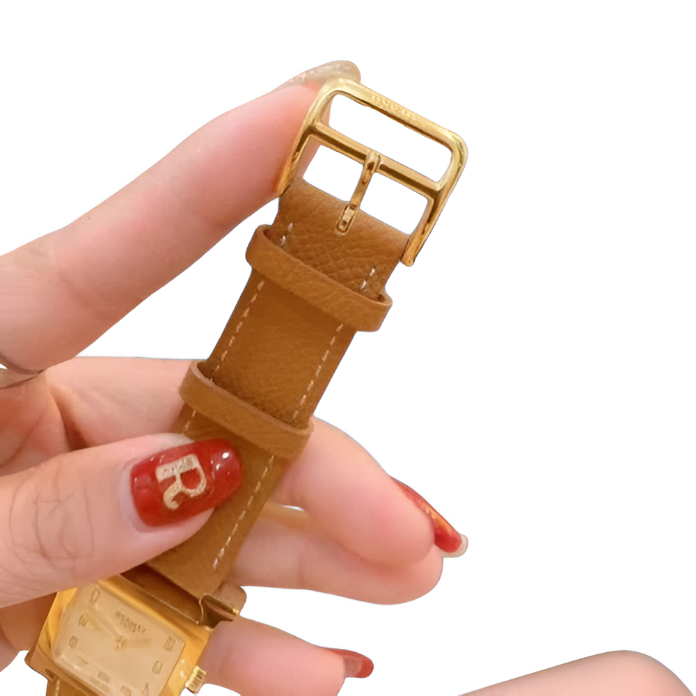 HERMÈS Gold & Brown Leather Ladies Watch