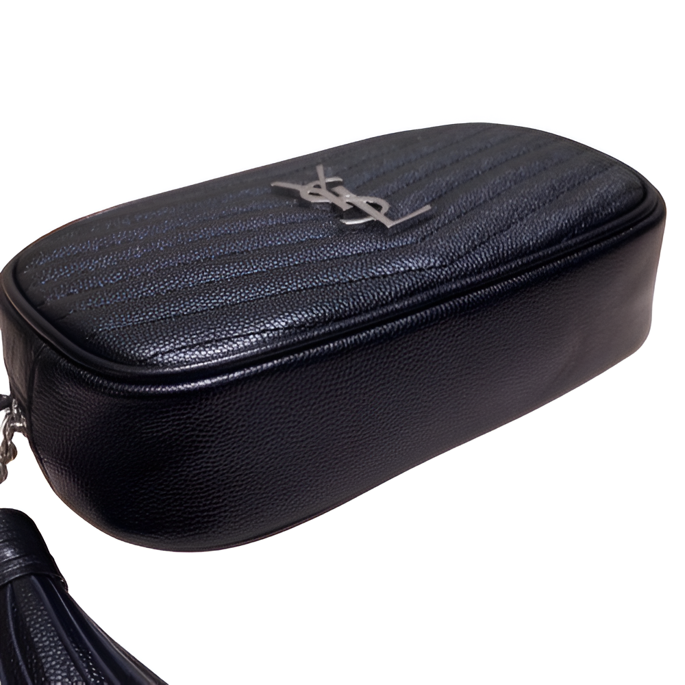 YSL Black Quilted Camera Bag with Tassel