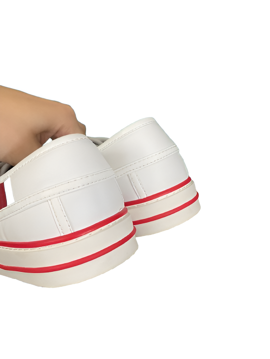 GUCCI Men's White Slip-On Sneakers with Red Accents