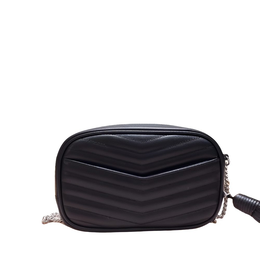 YSL Black Quilted Camera Bag with Tassel
