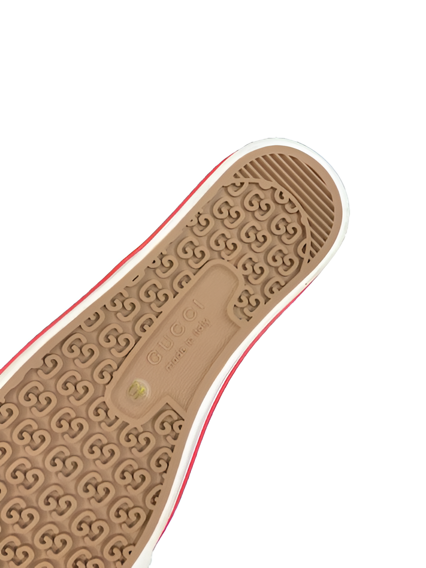 GUCCI Men's White Slip-On Sneakers with Red Accents
