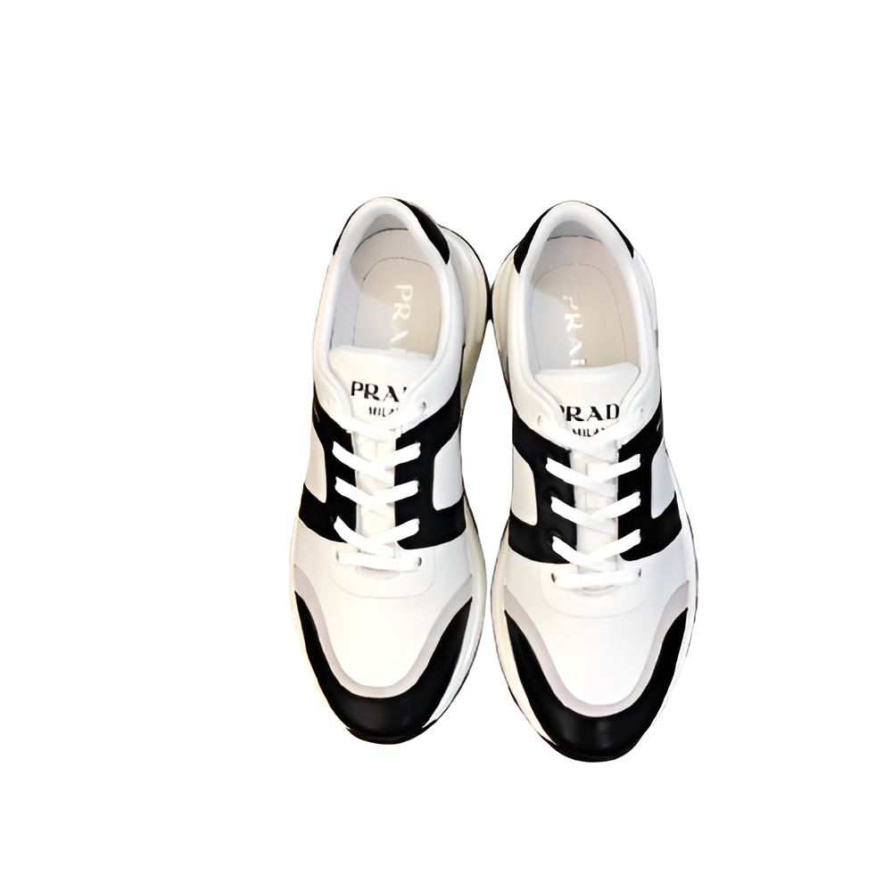 PRADA Men's White & Black Luxe Sneakers