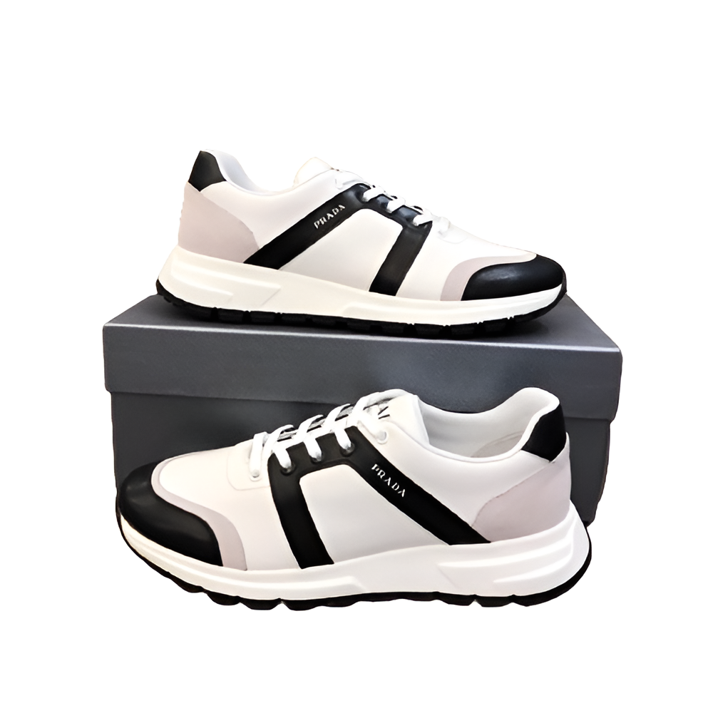 PRADA Men's White & Black Luxe Sneakers