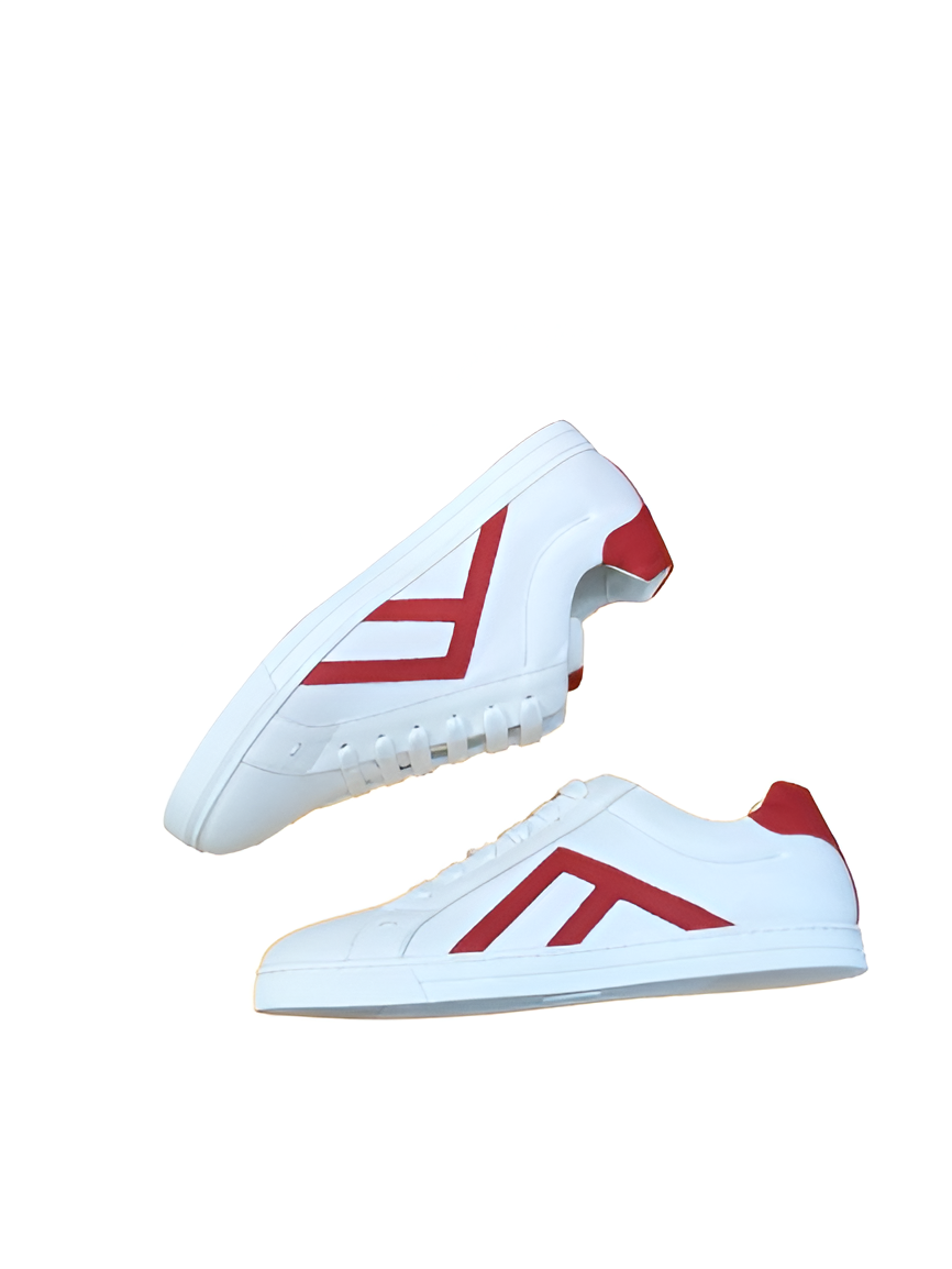 Fendi Men's White & Red Leather Sneakers