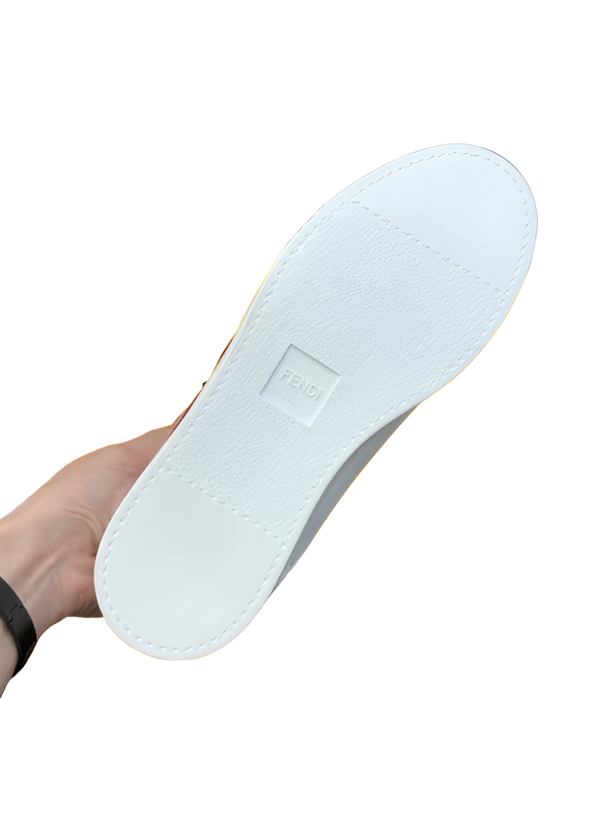 Fendi Men's White & Red Leather Sneakers