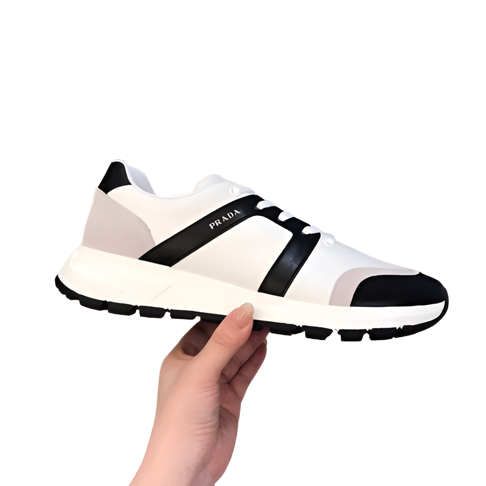 PRADA Men's White & Black Luxe Sneakers
