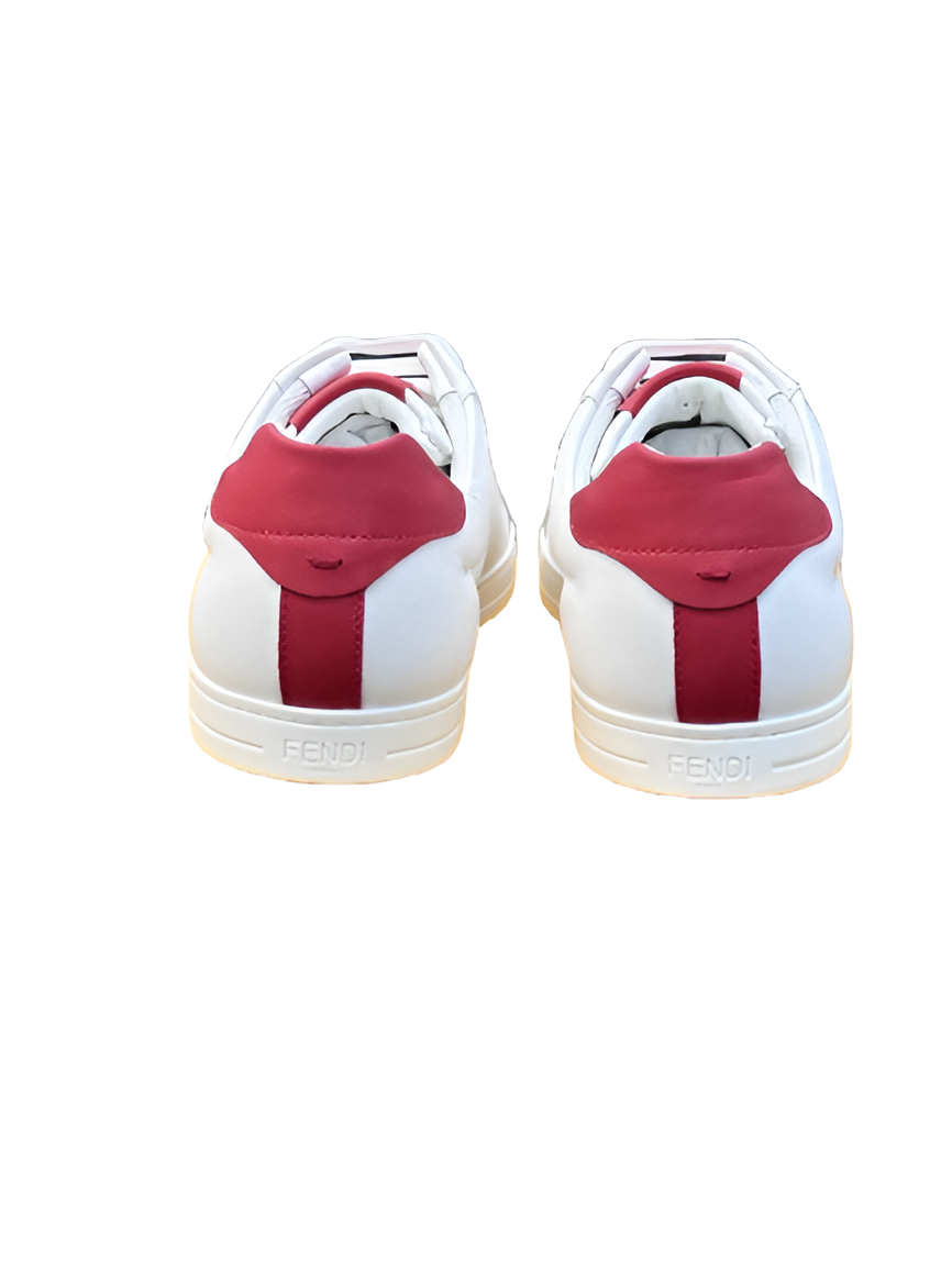 Fendi Men's White & Red Leather Sneakers