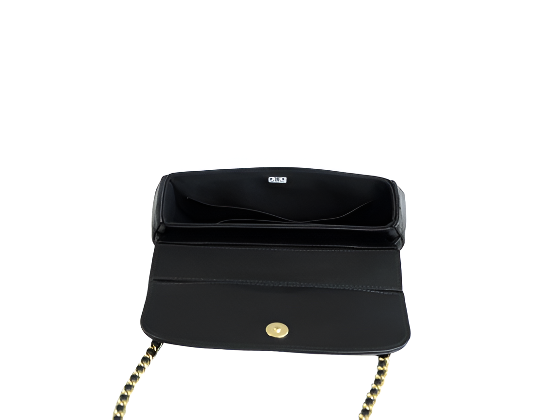 Chanel-Inspired Black Quilted Saddle Bag