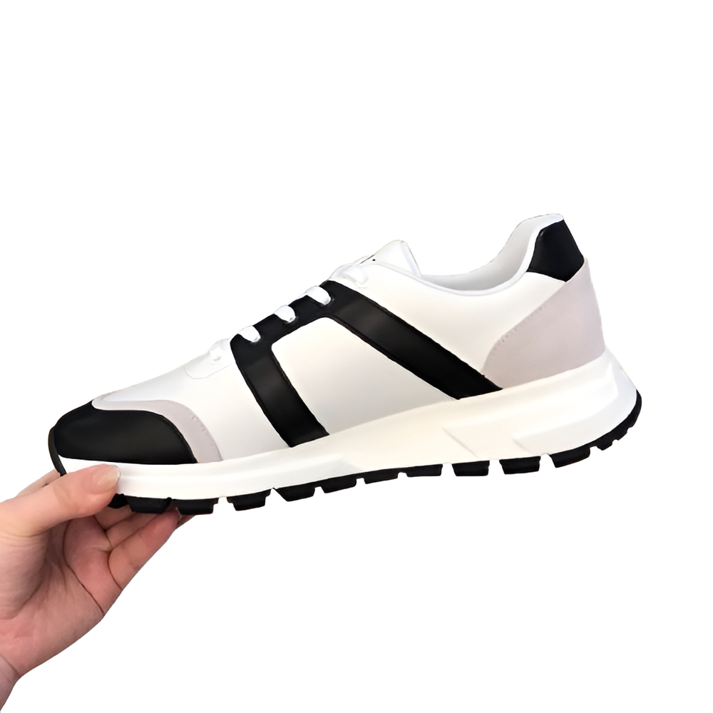 PRADA Men's White & Black Luxe Sneakers