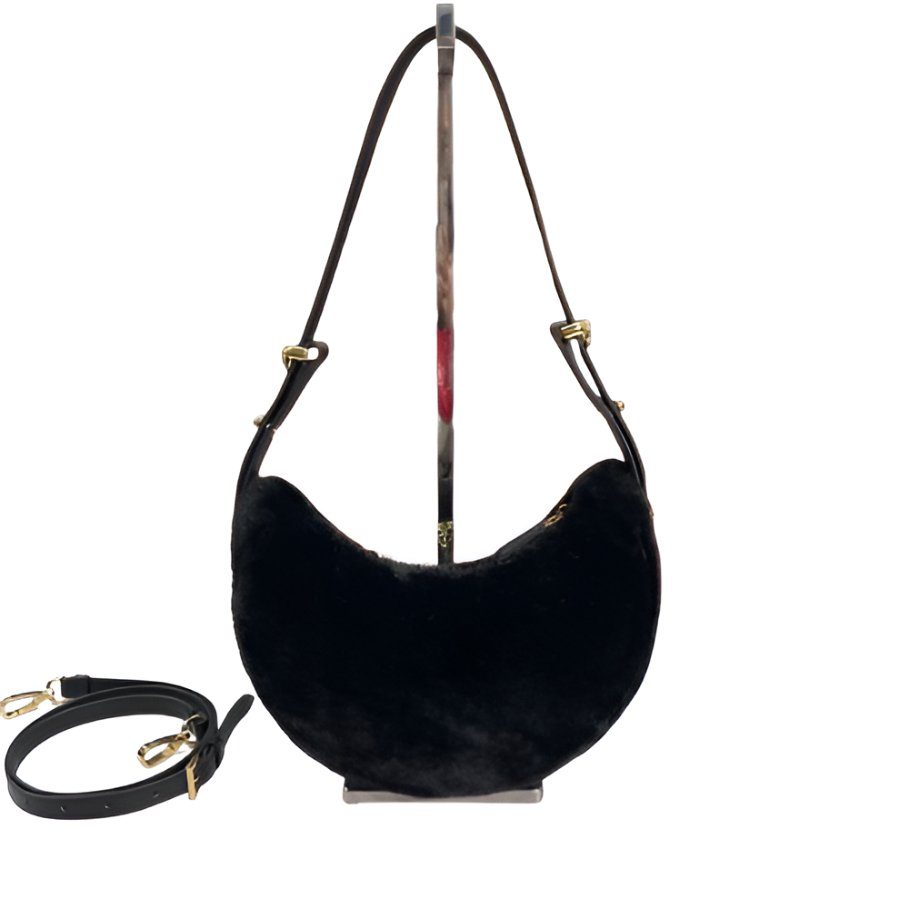 Prada Black Velvet Crescent Shoulder Bag