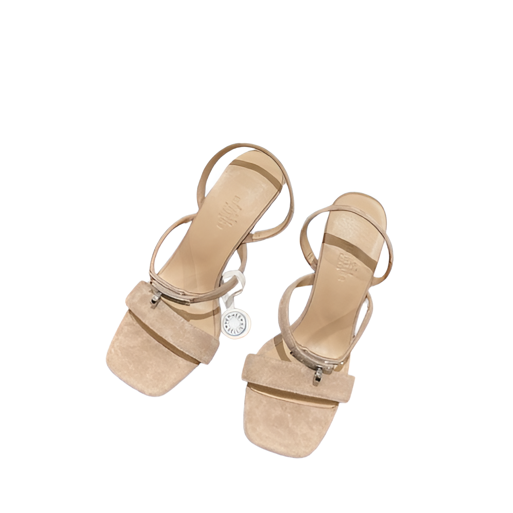 Hermes Women's Beige Suede Strap Sandals