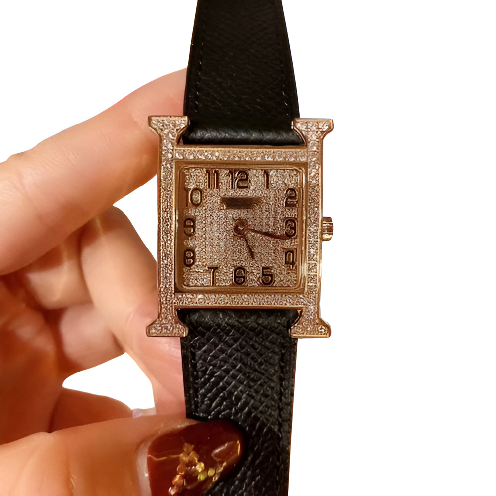 HERMÈS Rose Gold & Diamond Ladies Watch