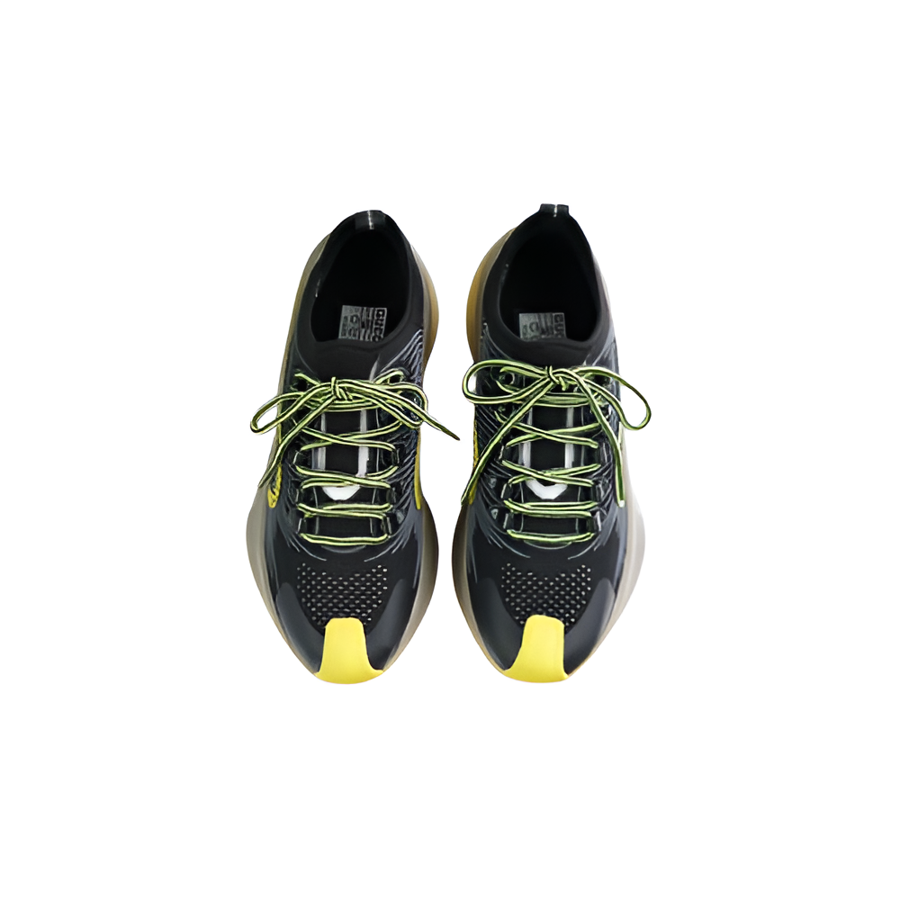 GUCCI Men's Black and Neon Green Athletic Sneakers