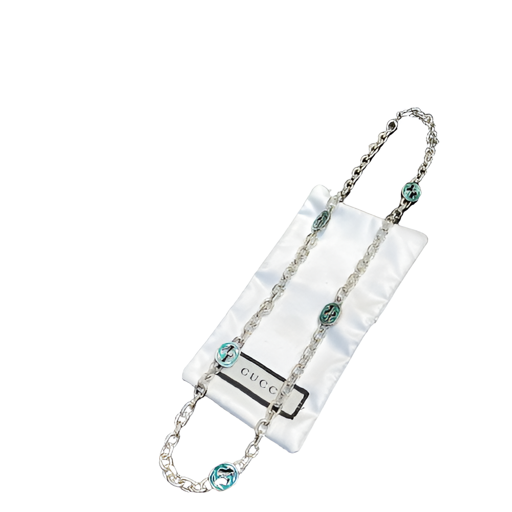 Gucci Silver Logo Chain Necklace & Bracelet Set