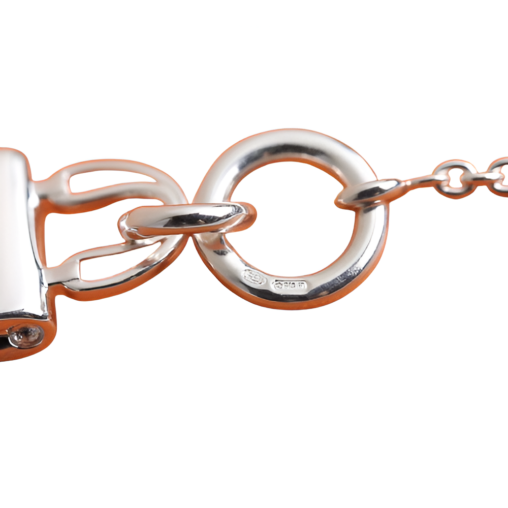 HERMES Silver Mini Bag Pendant Necklace