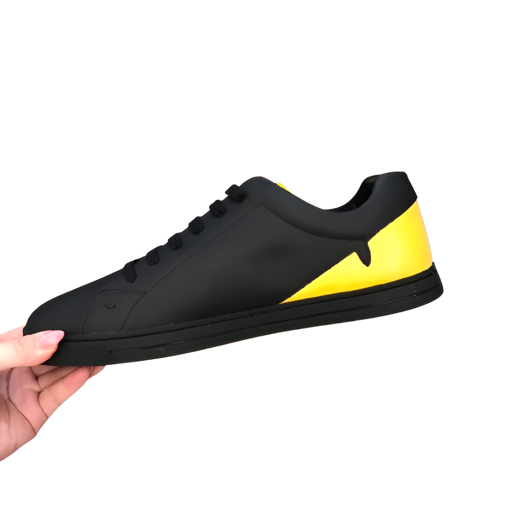 Fendi Black Men's Sneakers with Yellow Accent
