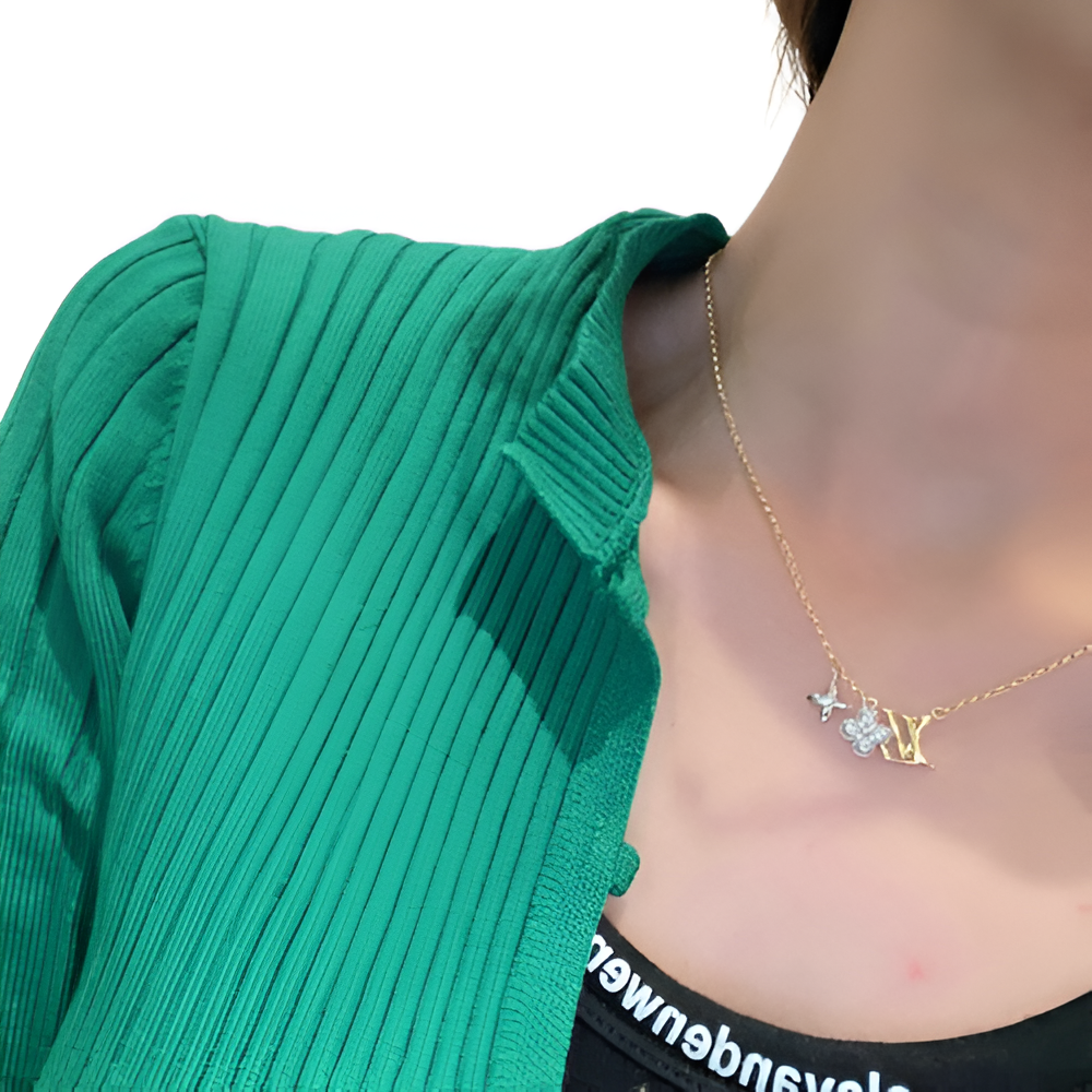 LV Gold Charm Necklace