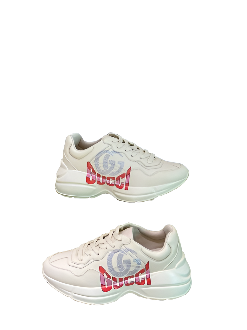 LV Men's White Sneakers with Iconic Logo Design
