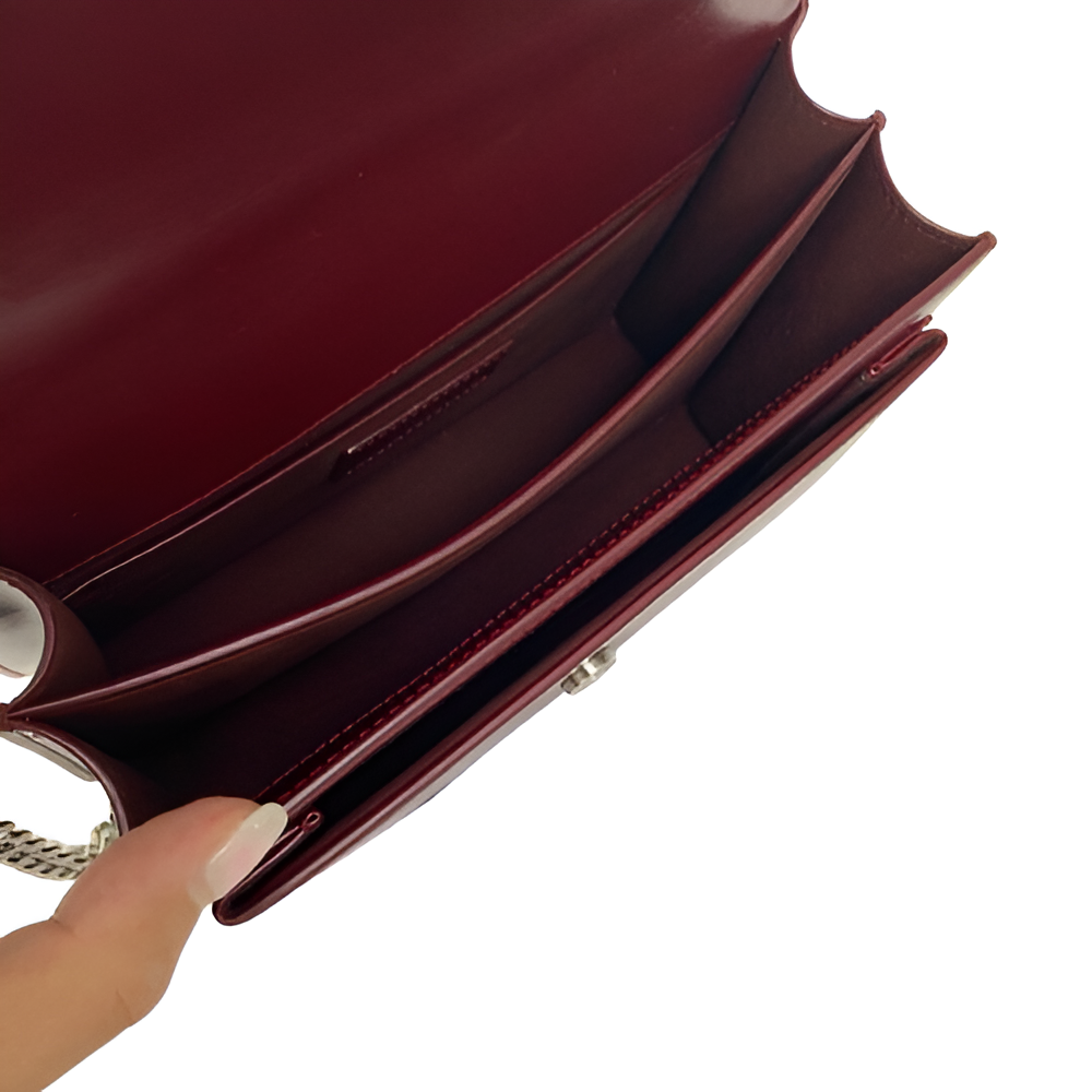 YSL Burgundy Leather Chain Shoulder Bag