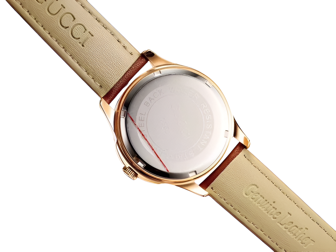 Gucci Men's Brown Leather Sapphire Watch