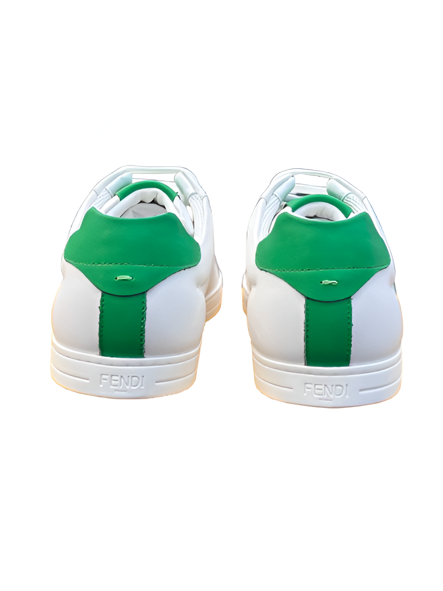 Fendi Men's White & Green Leather Sneakers