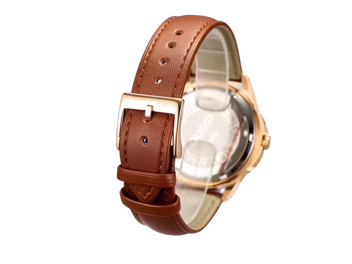 Gucci Men's Brown Leather Sapphire Watch