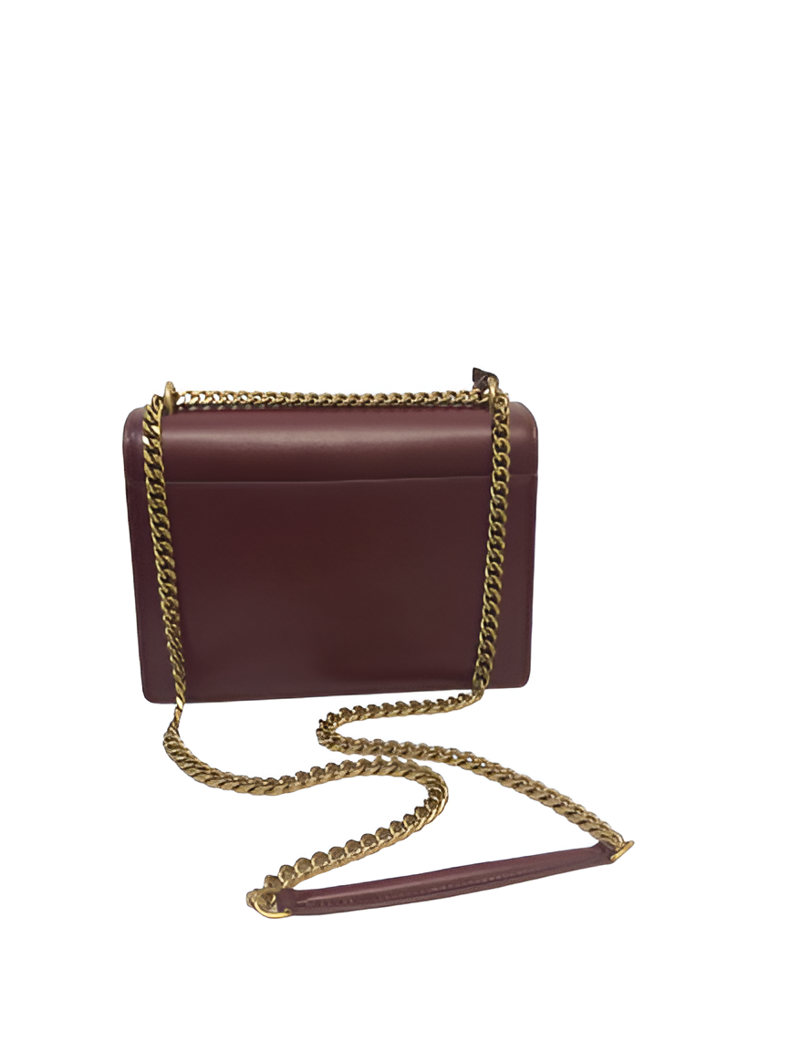 YSL Burgundy Leather Chain Shoulder Bag