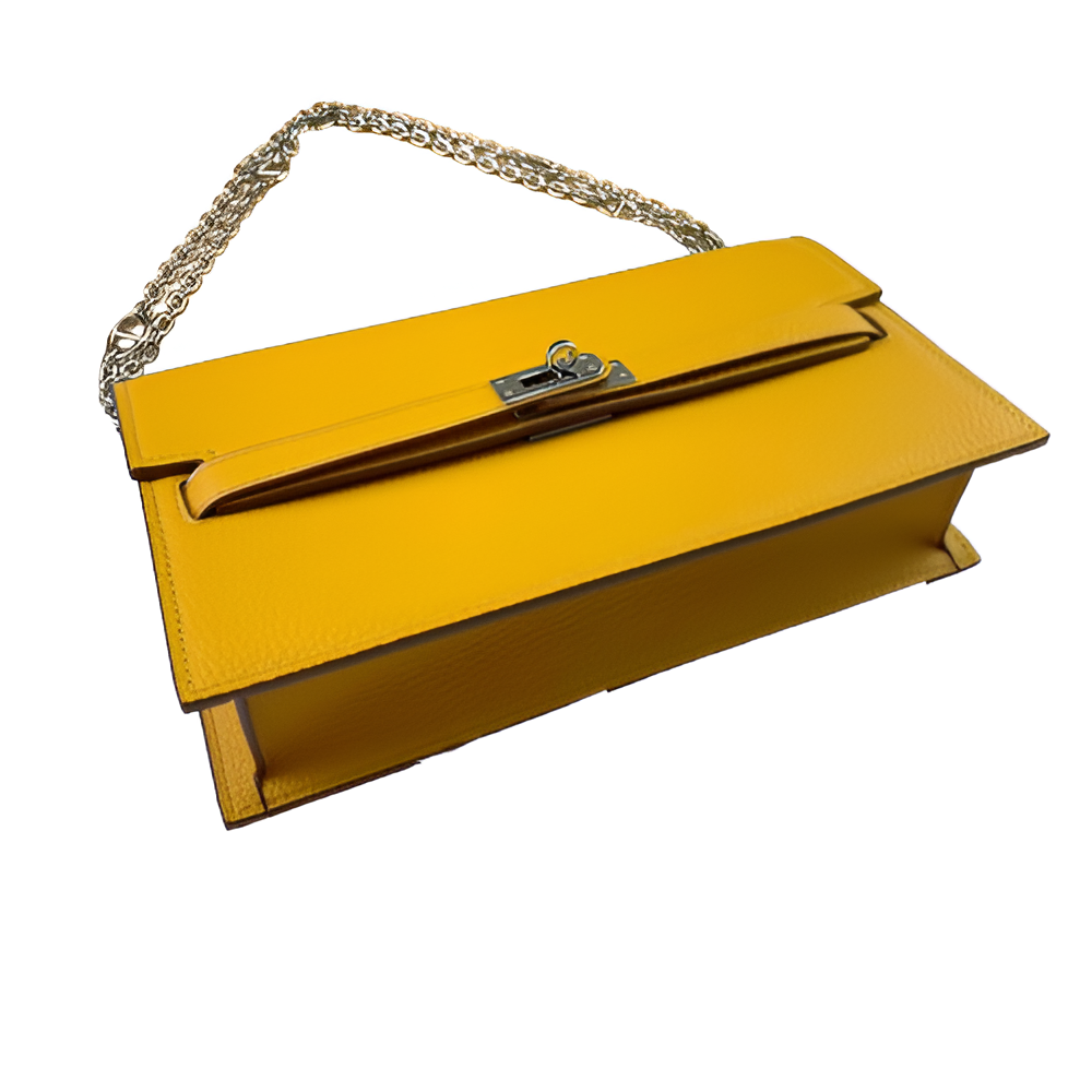 Hermes Yellow Leather Chain Clutch