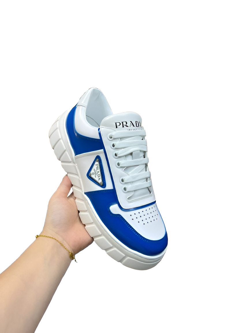 PRADA Men's White & Blue Chunky Sneakers