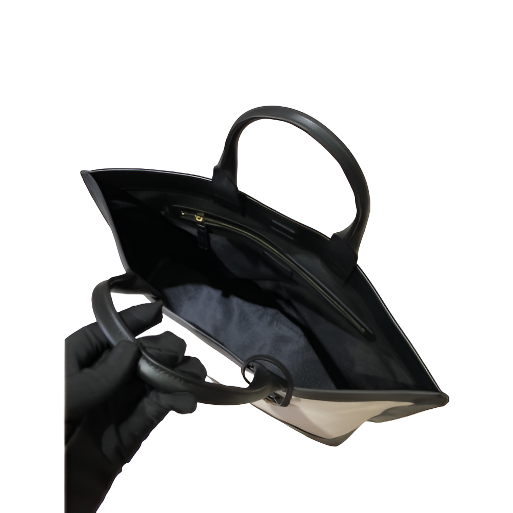 YSL Black and White Canvas Tote Bag