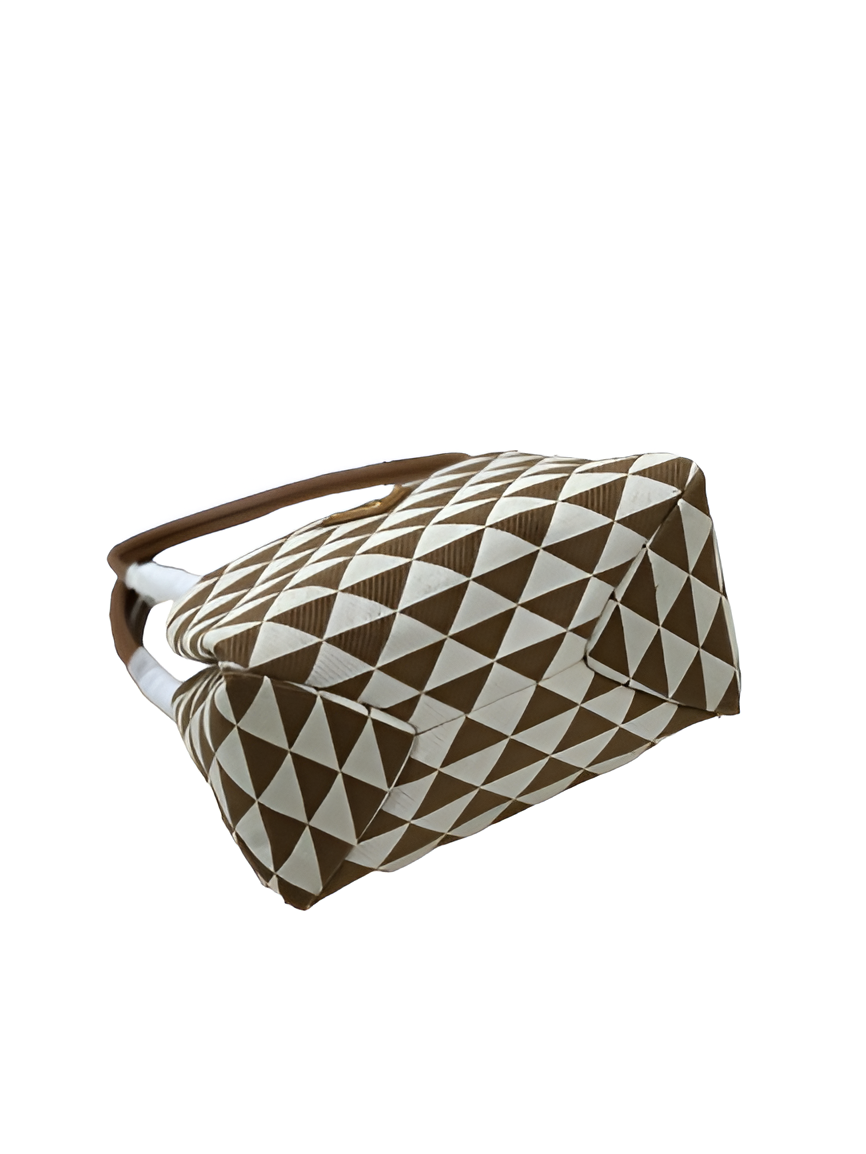 Prada Brown & White Geometric Tote Bag
