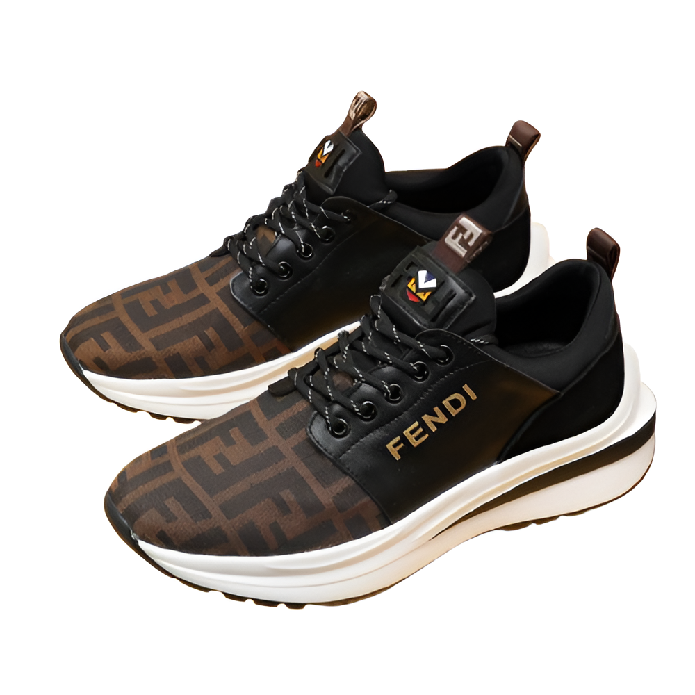 Fendi Men's Brown & Black Monogram Sneakers