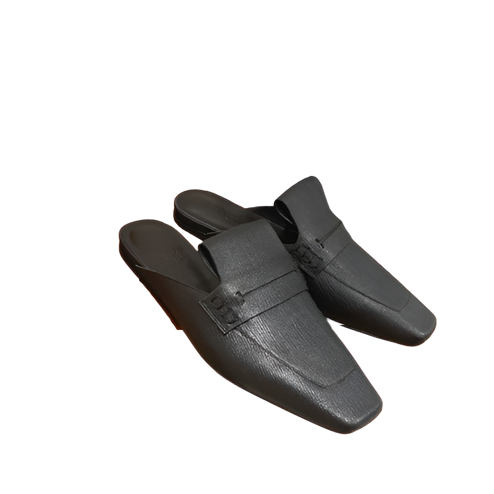 Hermes Women's Black Leather Loafers