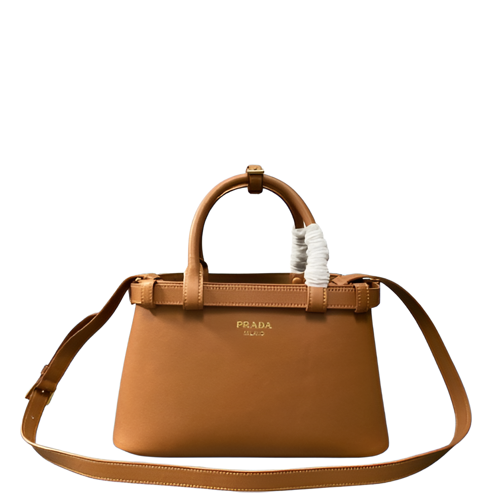 Prada Tan Leather Handbag with Crossbody Strap