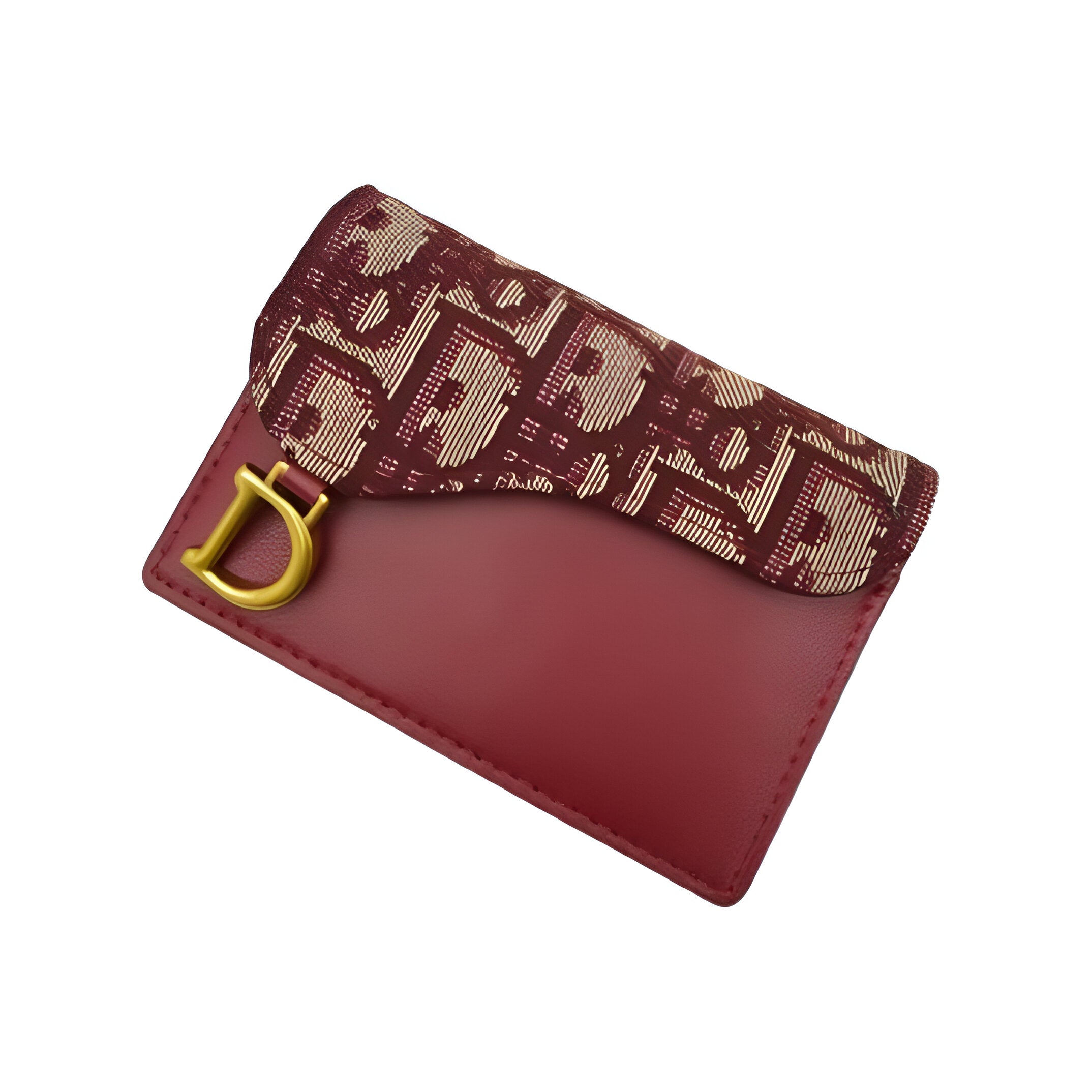 DIOR Red Monogram Saddle Card Holder
