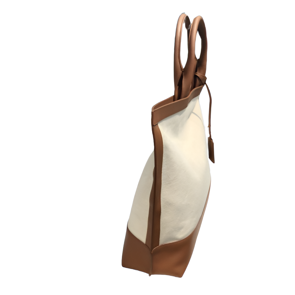 YSL Brown and White Canvas Tote Bag