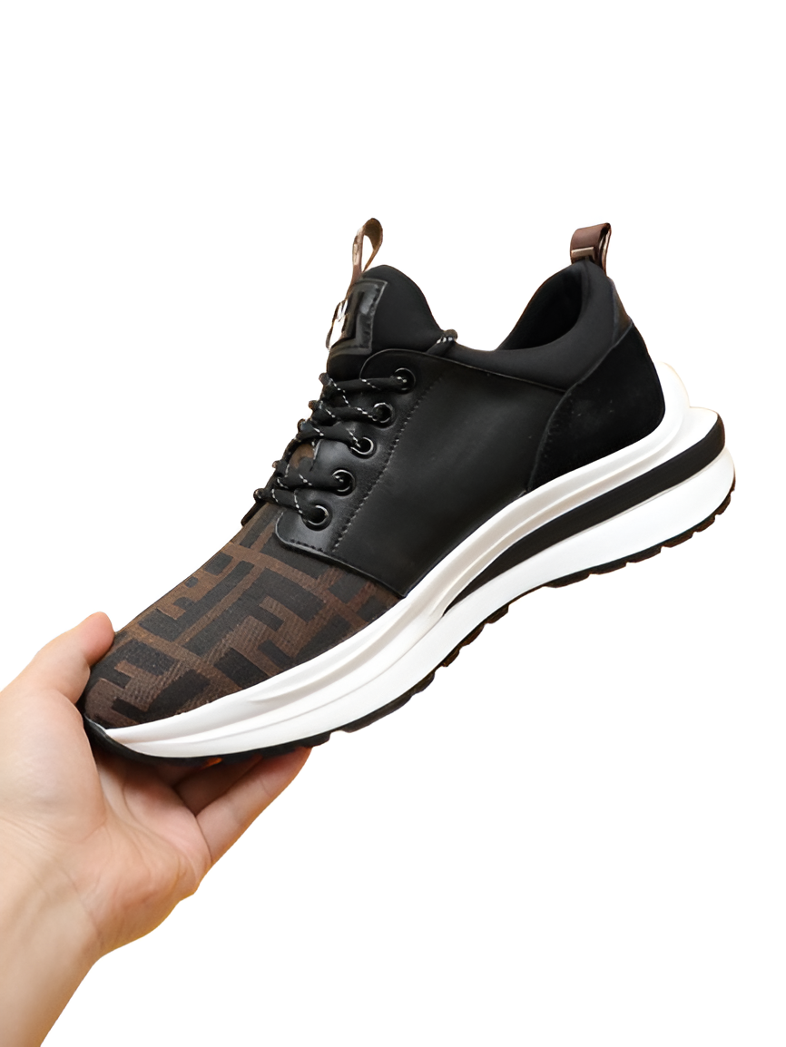 Fendi Men's Brown & Black Monogram Sneakers