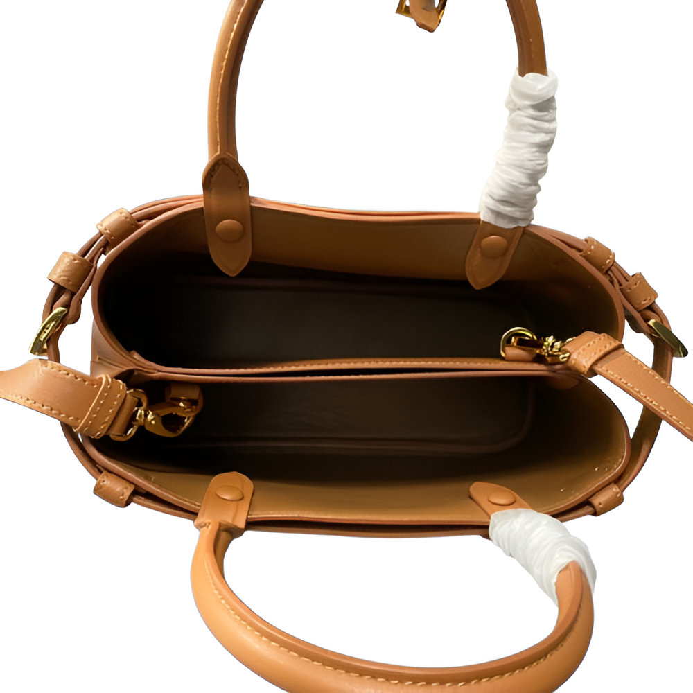 Prada Tan Leather Handbag with Crossbody Strap